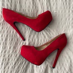 Charlotte Russe Faux Suede Red Platform Heels